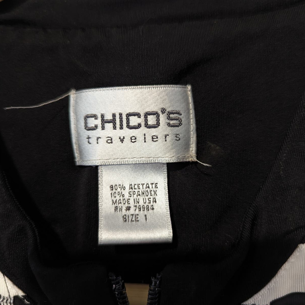 Chicos Traveler's Monochrome Black White Zipper Jacket Stretchy - Picture 5 of 5